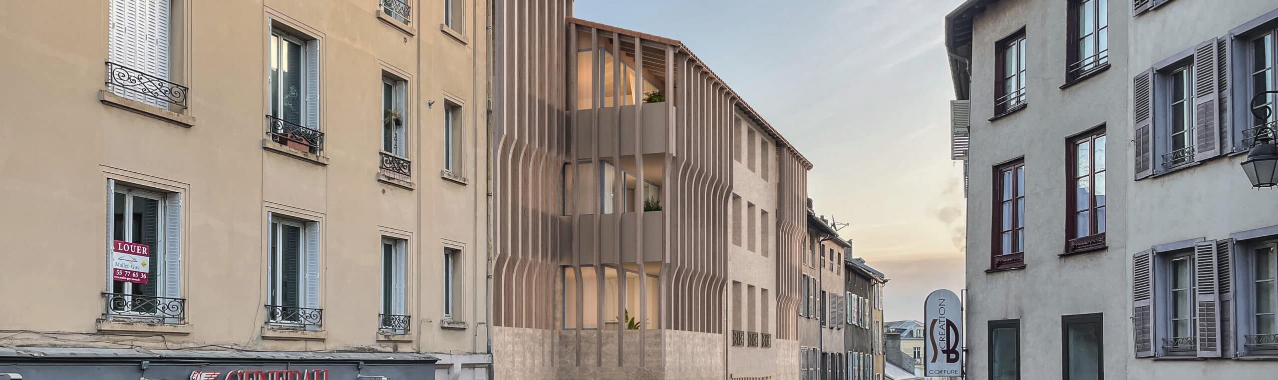 Insertion contemporaine en bois rue Élie Berthet, dans le centre historique de Limoges